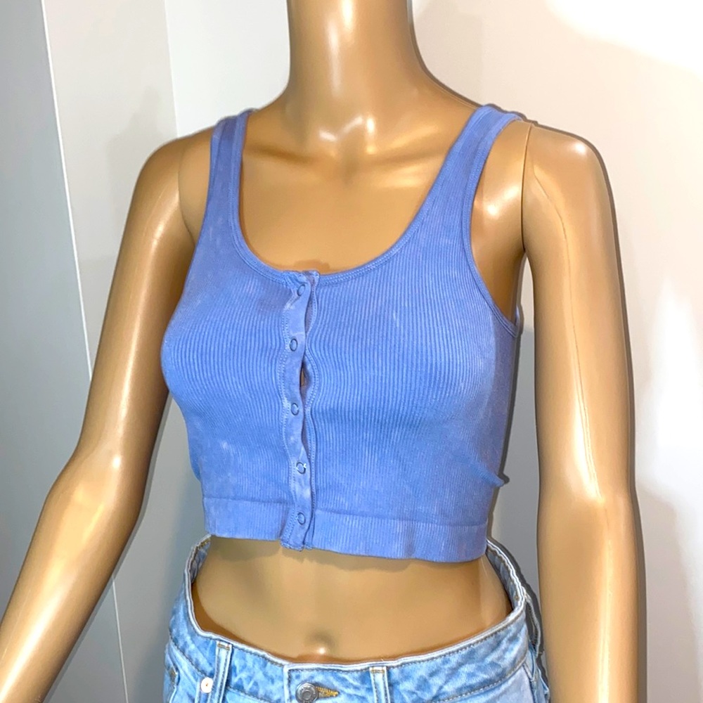 SHEIN Blue Womens Cropped Tank Top
